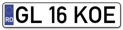 Placuta inmatriculare numar auto  GL-16-KOE, GL 16 KOE, GL16KOE