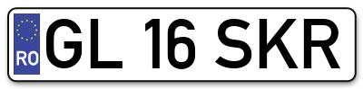 Placuta inmatriculare numar auto  GL-16-SKR, GL 16 SKR, GL16SKR
