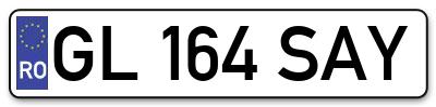 Placuta inmatriculare numar auto  GL-164-SAY, GL 164 SAY, GL164SAY