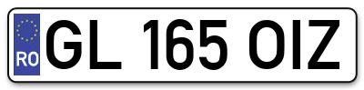 Placuta inmatriculare numar auto  GL-165-OIZ, GL 165 OIZ, GL165OIZ