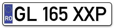 Placuta inmatriculare numar auto  GL-165-XXP, GL 165 XXP, GL165XXP
