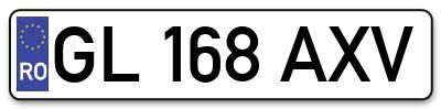 Placuta inmatriculare numar auto  GL-168-AXV, GL 168 AXV, GL168AXV