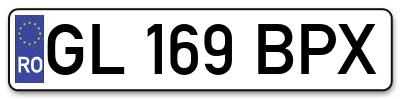 Placuta inmatriculare numar auto  GL-169-BPX, GL 169 BPX, GL169BPX