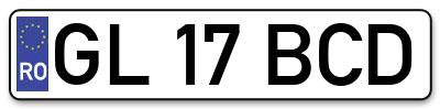 Placuta inmatriculare numar auto  GL-17-BCD, GL 17 BCD, GL17BCD