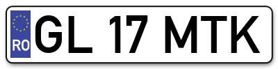 Placuta inmatriculare numar auto  GL-17-MTK, GL 17 MTK, GL17MTK