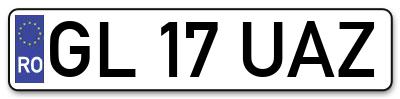 Placuta inmatriculare numar auto  GL-17-UAZ, GL 17 UAZ, GL17UAZ