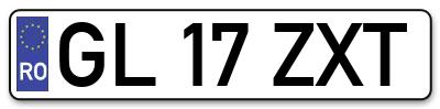 Placuta inmatriculare numar auto  GL-17-ZXT, GL 17 ZXT, GL17ZXT