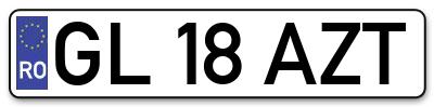 Placuta inmatriculare numar auto  GL-18-AZT, GL 18 AZT, GL18AZT