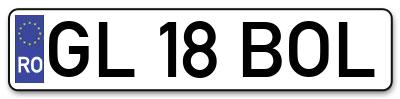 Placuta inmatriculare numar auto  GL-18-BOL, GL 18 BOL, GL18BOL