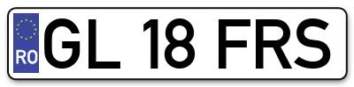 Placuta inmatriculare numar auto  GL-18-FRS, GL 18 FRS, GL18FRS