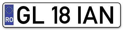 Placuta inmatriculare numar auto  GL-18-IAN, GL 18 IAN, GL18IAN