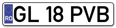 Placuta inmatriculare numar auto  GL-18-PVB, GL 18 PVB, GL18PVB