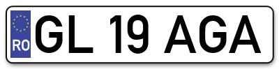 Placuta inmatriculare numar auto  GL-19-AGA, GL 19 AGA, GL19AGA