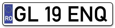Placuta inmatriculare numar auto  GL-19-ENQ, GL 19 ENQ, GL19ENQ
