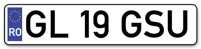Placuta inmatriculare numar auto  GL-19-GSU, GL 19 GSU, GL19GSU