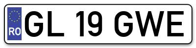 Placuta inmatriculare numar auto  GL-19-GWE, GL 19 GWE, GL19GWE