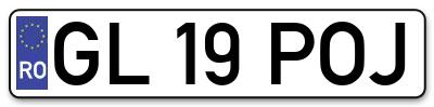 Placuta inmatriculare numar auto  GL-19-POJ, GL 19 POJ, GL19POJ