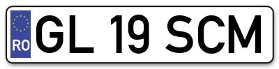 Placuta inmatriculare numar auto  GL-19-SCM, GL 19 SCM, GL19SCM