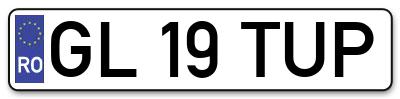 Placuta inmatriculare numar auto  GL-19-TUP, GL 19 TUP, GL19TUP