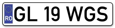 Placuta inmatriculare numar auto  GL-19-WGS, GL 19 WGS, GL19WGS