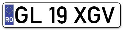 Placuta inmatriculare numar auto  GL-19-XGV, GL 19 XGV, GL19XGV