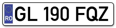 Placuta inmatriculare numar auto  GL-190-FQZ, GL 190 FQZ, GL190FQZ