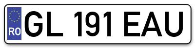 Placuta inmatriculare numar auto  GL-191-EAU, GL 191 EAU, GL191EAU