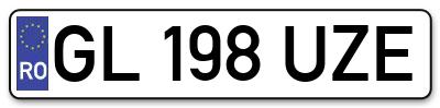 Placuta inmatriculare numar auto  GL-198-UZE, GL 198 UZE, GL198UZE