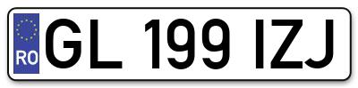 Placuta inmatriculare numar auto  GL-199-IZJ, GL 199 IZJ, GL199IZJ