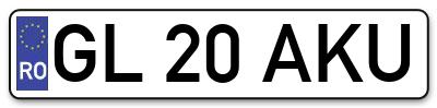 Placuta inmatriculare numar auto  GL-20-AKU, GL 20 AKU, GL20AKU
