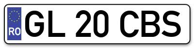 Placuta inmatriculare numar auto  GL-20-CBS, GL 20 CBS, GL20CBS