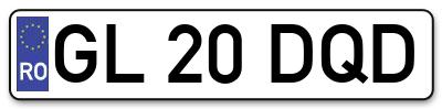 Placuta inmatriculare numar auto  GL-20-DQD, GL 20 DQD, GL20DQD
