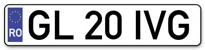Placuta inmatriculare numar auto  GL-20-IVG, GL 20 IVG, GL20IVG