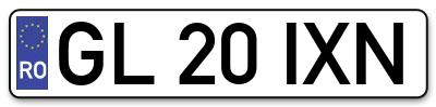 Placuta inmatriculare numar auto  GL-20-IXN, GL 20 IXN, GL20IXN