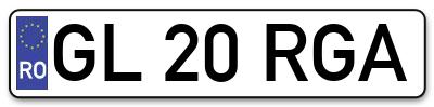 Placuta inmatriculare numar auto  GL-20-RGA, GL 20 RGA, GL20RGA