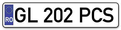 Placuta inmatriculare numar auto  GL-202-PCS, GL 202 PCS, GL202PCS