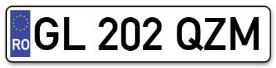 Placuta inmatriculare numar auto  GL-202-QZM, GL 202 QZM, GL202QZM