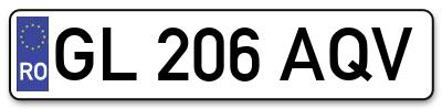 Placuta inmatriculare numar auto  GL-206-AQV, GL 206 AQV, GL206AQV