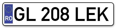 Placuta inmatriculare numar auto  GL-208-LEK, GL 208 LEK, GL208LEK