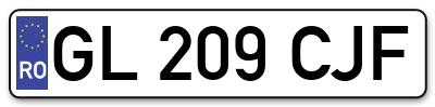 Placuta inmatriculare numar auto  GL-209-CJF, GL 209 CJF, GL209CJF