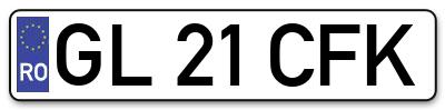 Placuta inmatriculare numar auto  GL-21-CFK, GL 21 CFK, GL21CFK