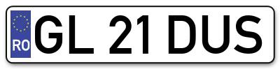 Placuta inmatriculare numar auto  GL-21-DUS, GL 21 DUS, GL21DUS