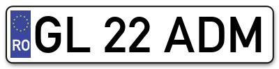 Placuta inmatriculare numar auto  GL-22-ADM, GL 22 ADM, GL22ADM
