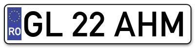 Placuta inmatriculare numar auto  GL-22-AHM, GL 22 AHM, GL22AHM