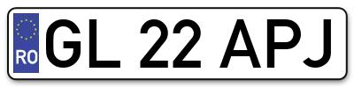 Placuta inmatriculare numar auto  GL-22-APJ, GL 22 APJ, GL22APJ