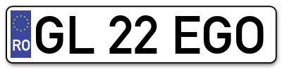 Placuta inmatriculare numar auto  GL-22-EGO, GL 22 EGO, GL22EGO