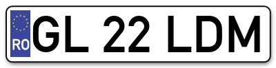 Placuta inmatriculare numar auto  GL-22-LDM, GL 22 LDM, GL22LDM