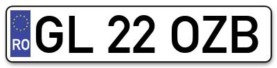 Placuta inmatriculare numar auto  GL-22-OZB, GL 22 OZB, GL22OZB