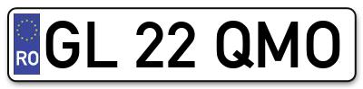 Placuta inmatriculare numar auto  GL-22-QMO, GL 22 QMO, GL22QMO
