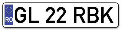 Placuta inmatriculare numar auto  GL-22-RBK, GL 22 RBK, GL22RBK